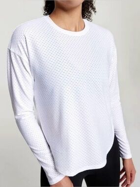 Calia White Textured Long-Sleeve Top